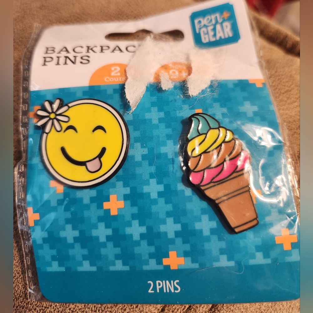 Smiley Face and Ice Cream Backpack Pins